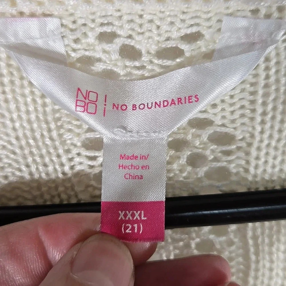 No Boundaries Crochet Bohemian Cream Long Cardigan Size XXXL - Picture 6 of 7